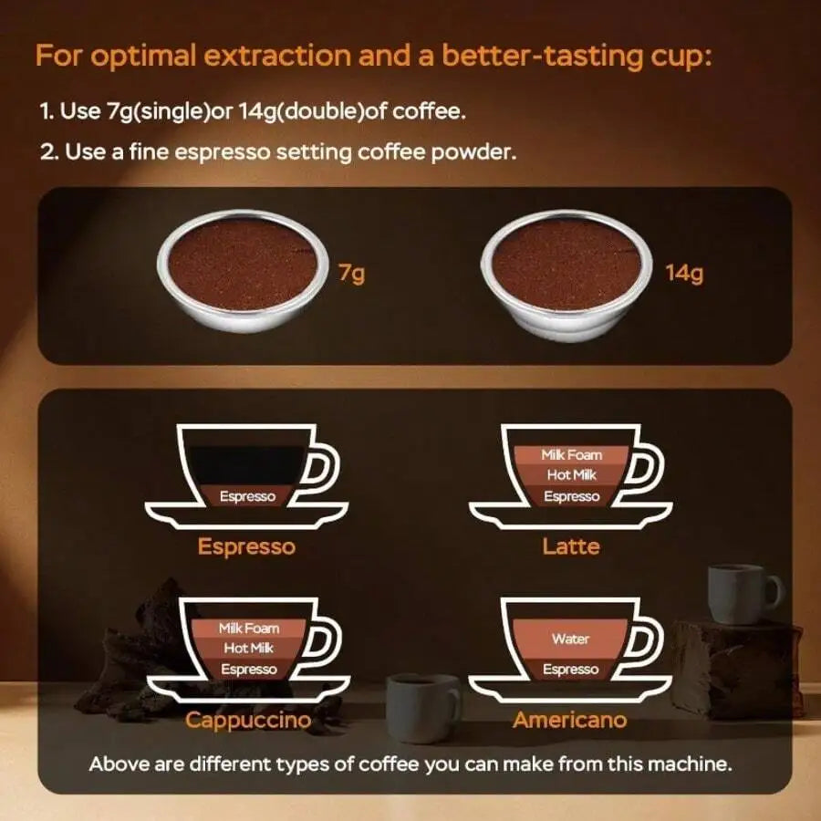 Retro Espresso Machine With Milk Frother, ESE Pod Compatible — product view 5