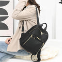 Simple Black Large Capacity Backpacks Women Travel Bag