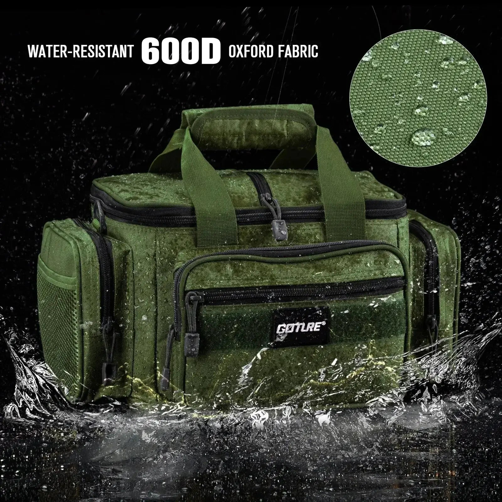 Goture High Capacity Fishing Tackle Bags 600D Oxford Cloth