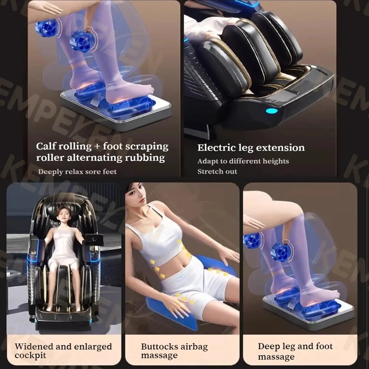 Dual-Core 4-Hand Massage Chair – Full Body Airbag Wrap, Optical Body Scan, Extended SL Track, Deep Leg & Foot Massage