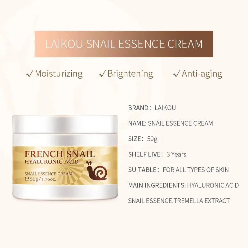 LAIKOU Snail Face Cream Hyaluronic Acid Moisturizer Firming Facial Cream Collagen Nourishing Serum Skin Care 50ML