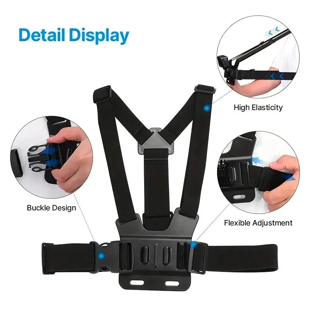 Action Camera Accessories Kit Head Strap Chest Strap Mount Adjustable Holder for GoPro Phone DJI Osmo SJCAM AKASO Insta360