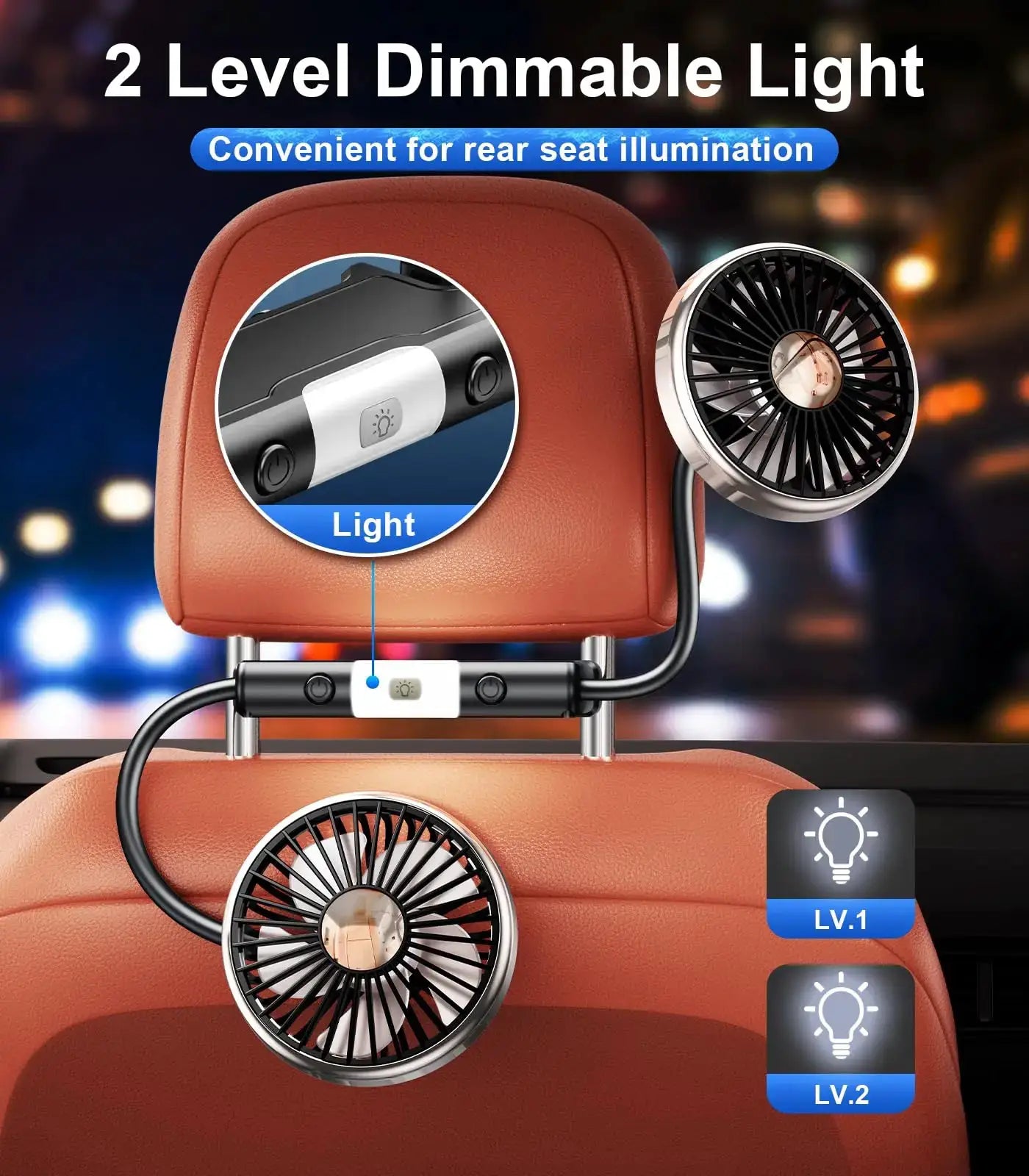 2026 Car Cooling Fan 360 Adjustable Dual Head Car Fan Low Noise Automotive Electric Fan Type C Charge for Dashboard RV Truck