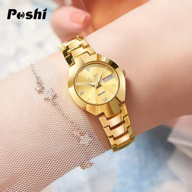 Poshi Women's Swiss Stainless Steel Watch With Date Display