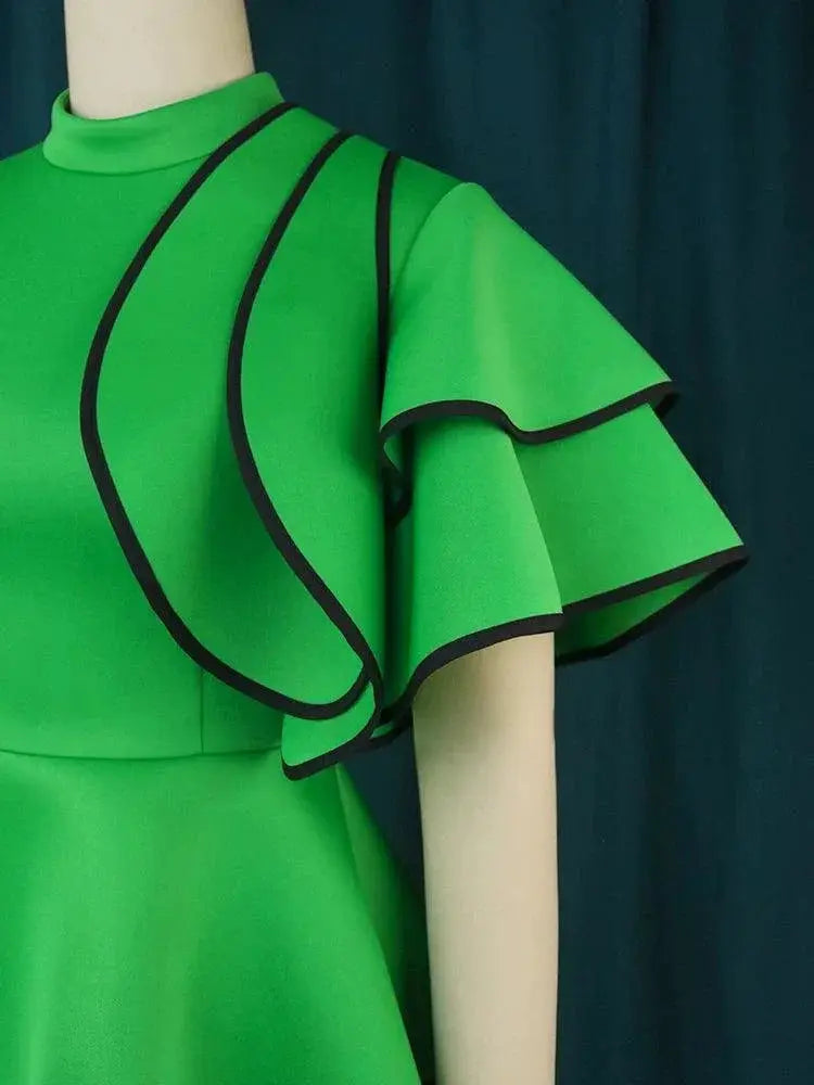 Elegant High Neck Peplum Dress For Holidays And Events