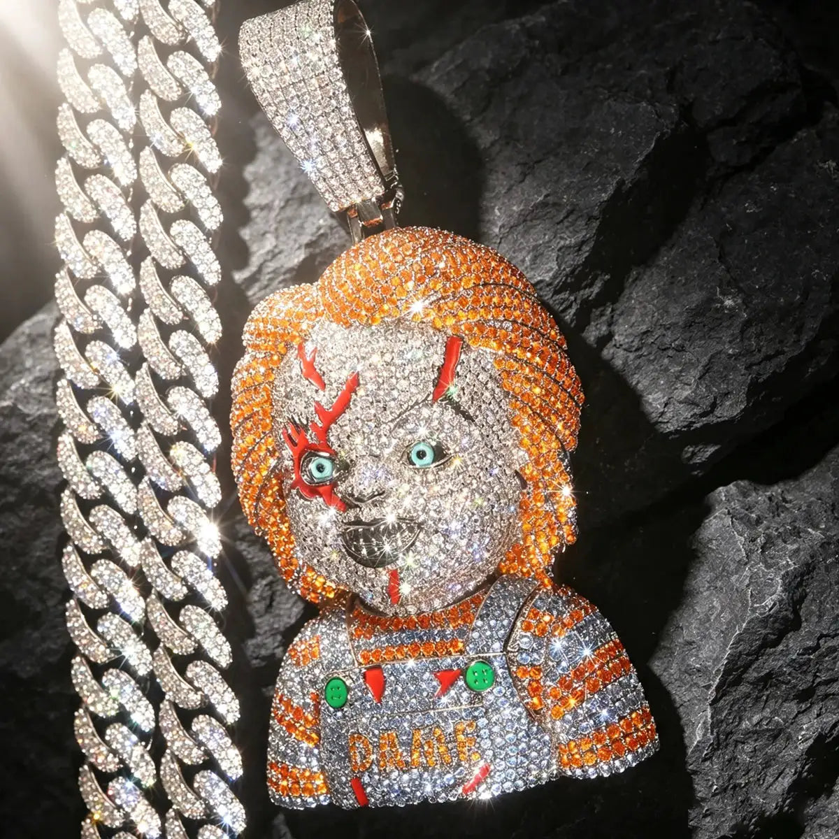 CZ Covered with Diamonds Iced Out Cartoon Character Pendant Fully — product view 1