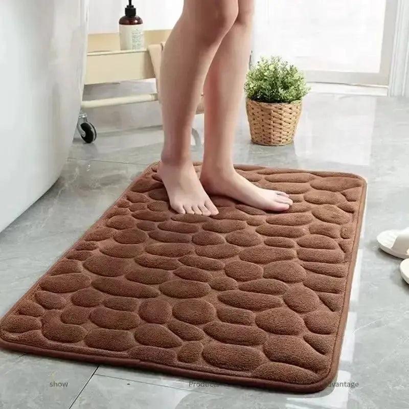 Cobblestone Design 3D Anti Slip Bath Mat Absorbent Carpet