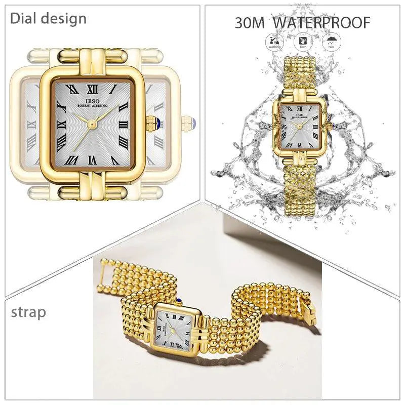 Luxurious Square Dial Silver Steel Womens Watch Timeless