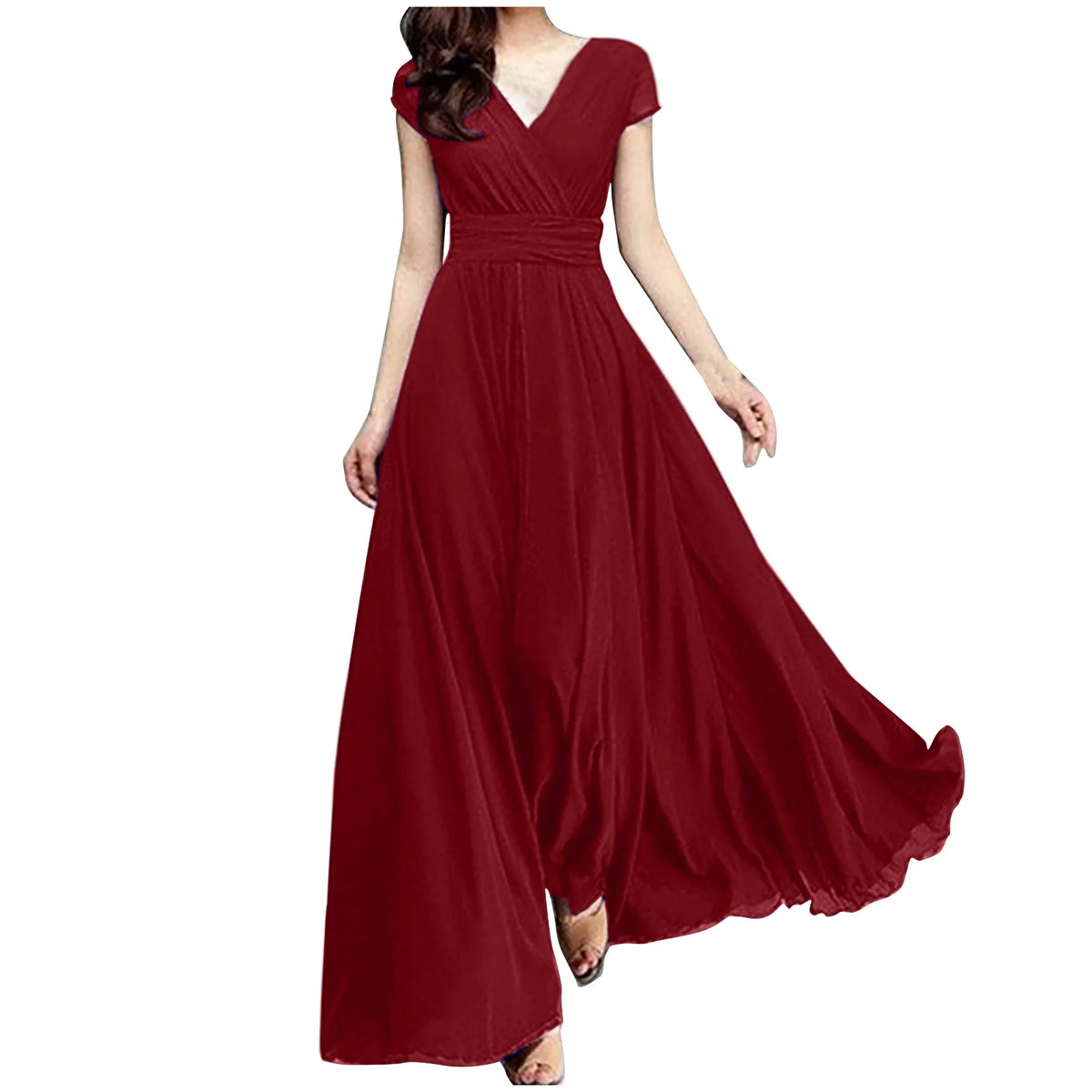 Ruffled Chiffon Formal Maxi Dress