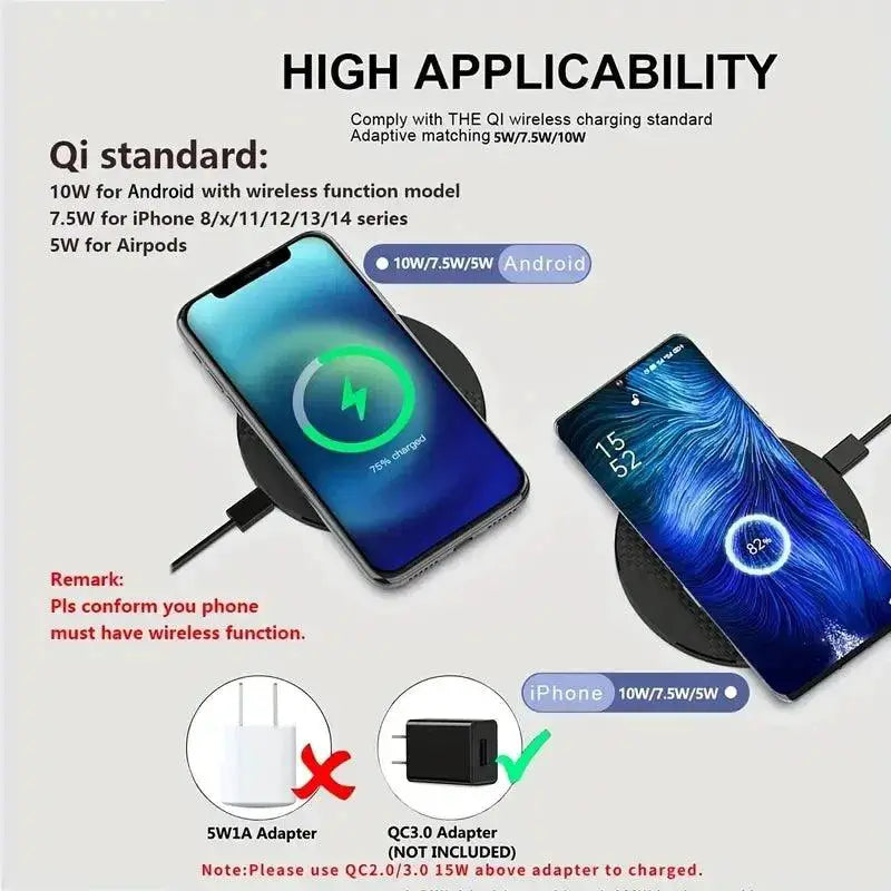 10W Wireless Charger Pad Stand Desktop Ultra-thin Fast Charging Dock - OurLum.com