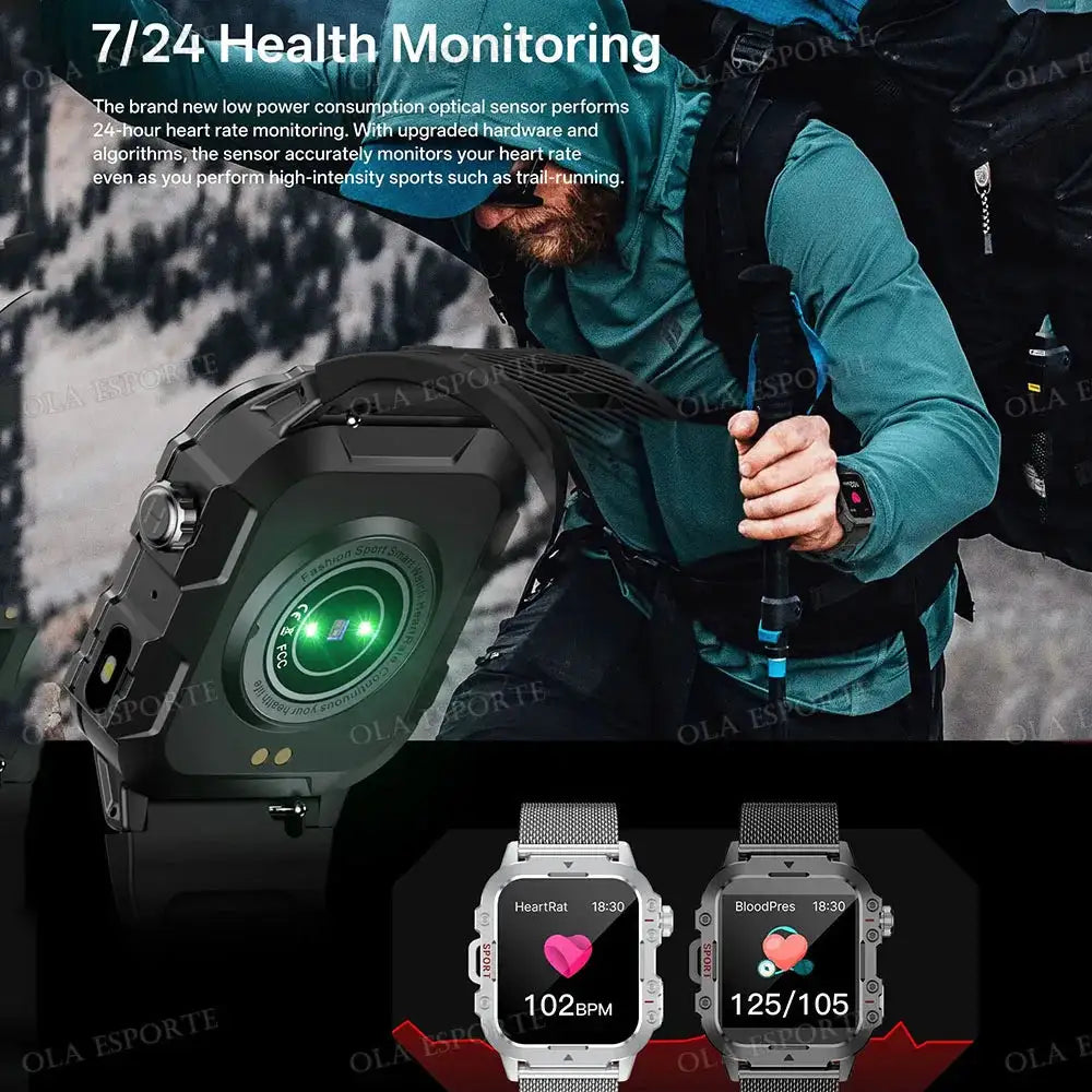2026 New Military-grade Smart Watch Men GPS Flashlight 3ATM Waterproof Watch Bluetooth Call 100+Sport Outdoor Smartwatch Pk HT30