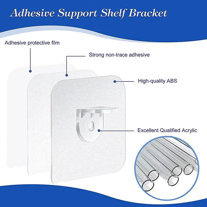 Adhesive Shelf Bracket With Strong Load Capacity And Clear