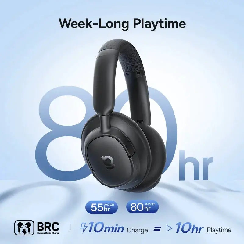 Baseus ANC Wireless Headphones 98% Adaptive Hybrid Noise Cancelling Headsets Hi-Res LDAC Headphone Bluetooth 6.0