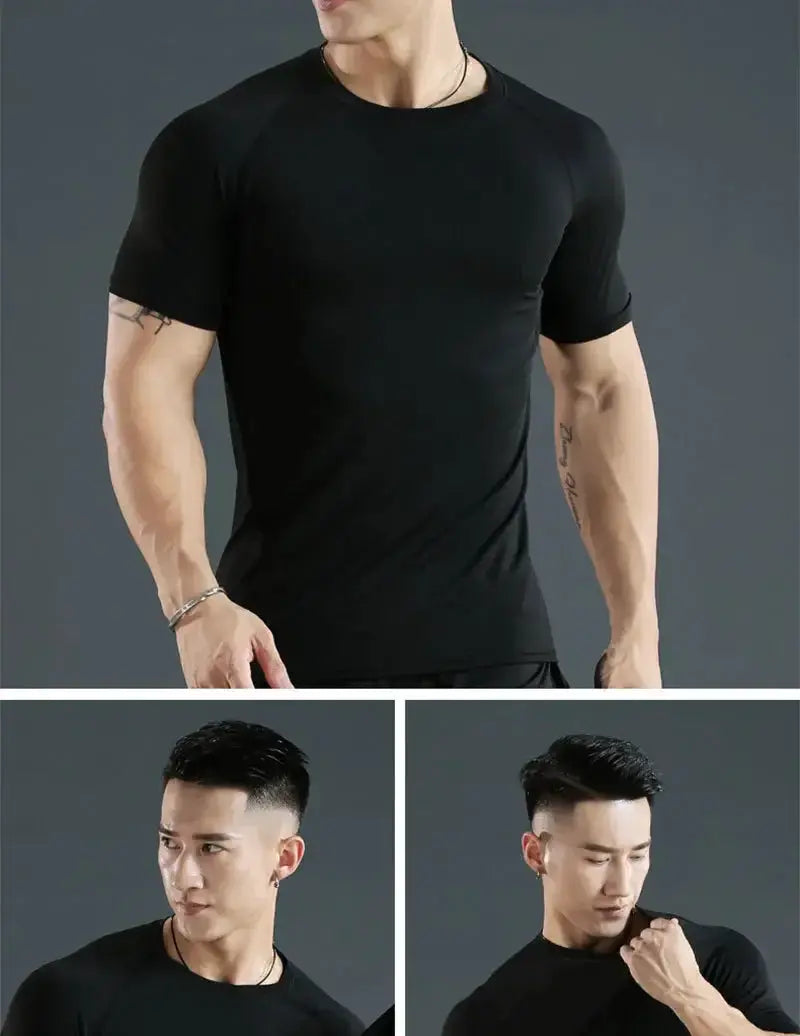 Men's Quick-Dry Compression Running Tee For Gym Sports