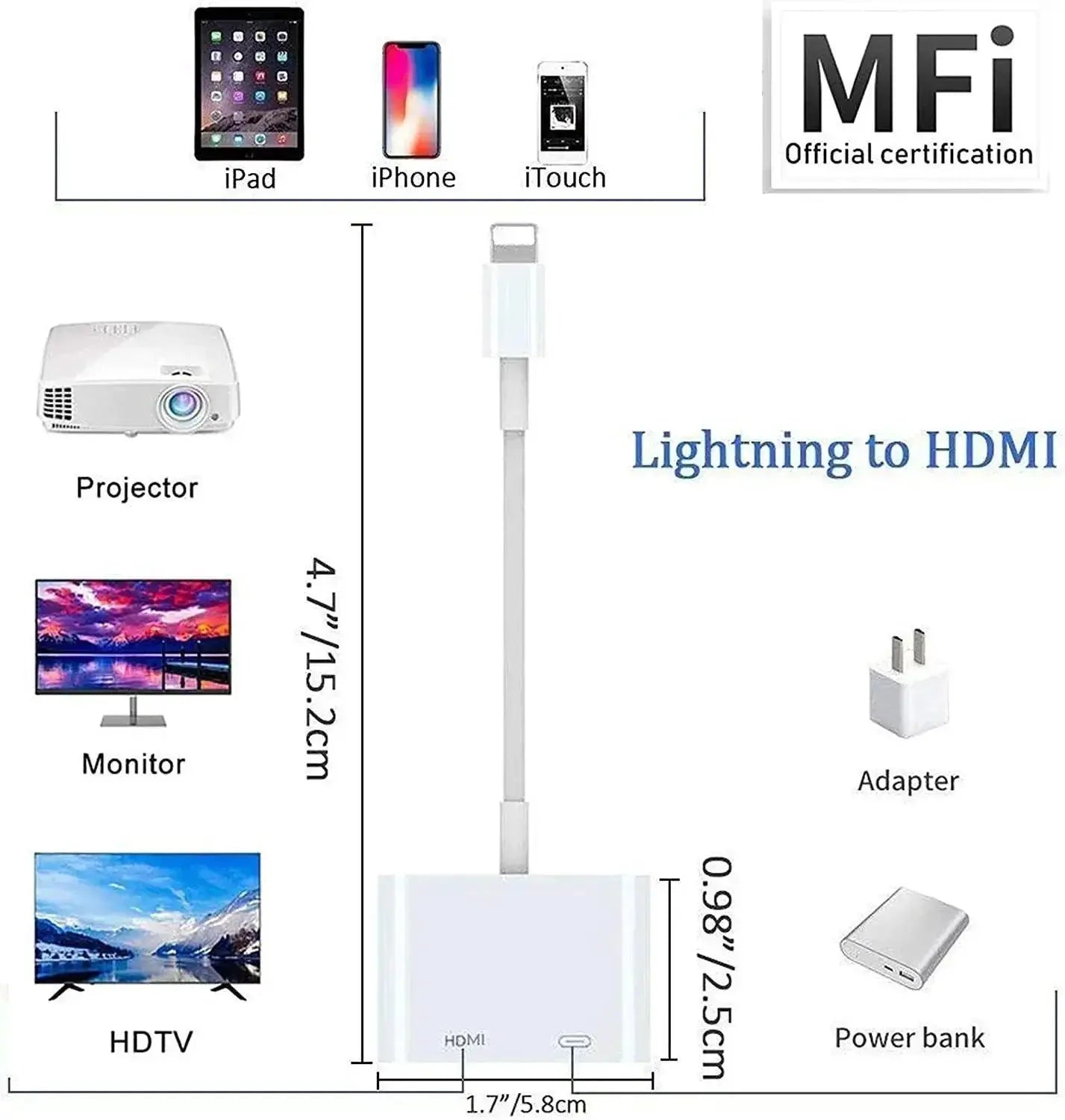 Lightning to HDMI Digital AV Adapter for iPhone 14 13 1080P