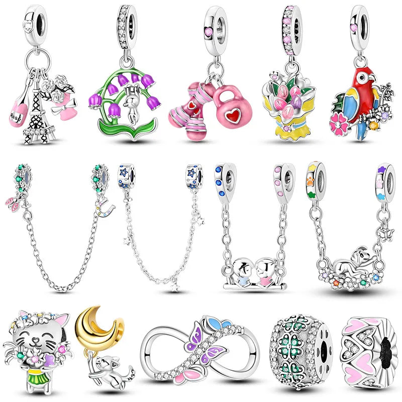 Silver Plated Dangle Charm Beads