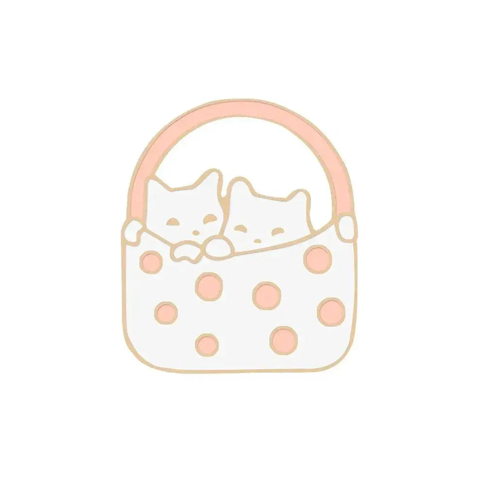 Cat Reading Enamel Pin for Book Lovers — Drinking