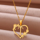 Golden Floral Heart Choker Necklace - Alphabet Jewelry