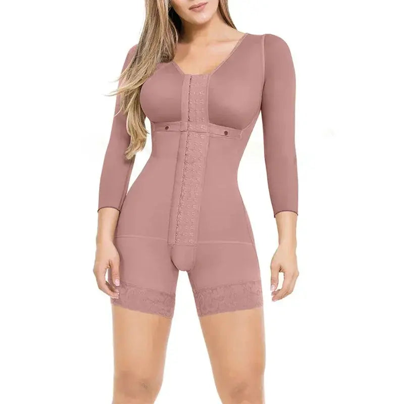 Womens High Compression Shapewear Bodysuit With Long Sleeves