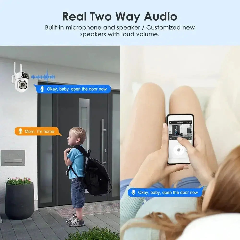 2.4G And 5G PTZ WiFi Camera Dual Lens For Home Security