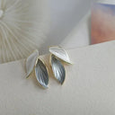Korean Arrival Grey Leaf Stud Earrings for Women Jewelry