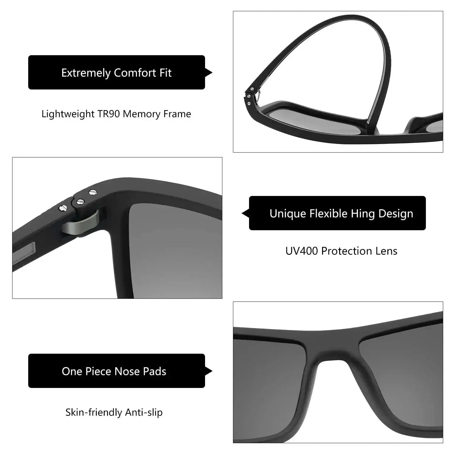 Fashion Polarized Sunglasses Unisex TR90 Frame UV Protection