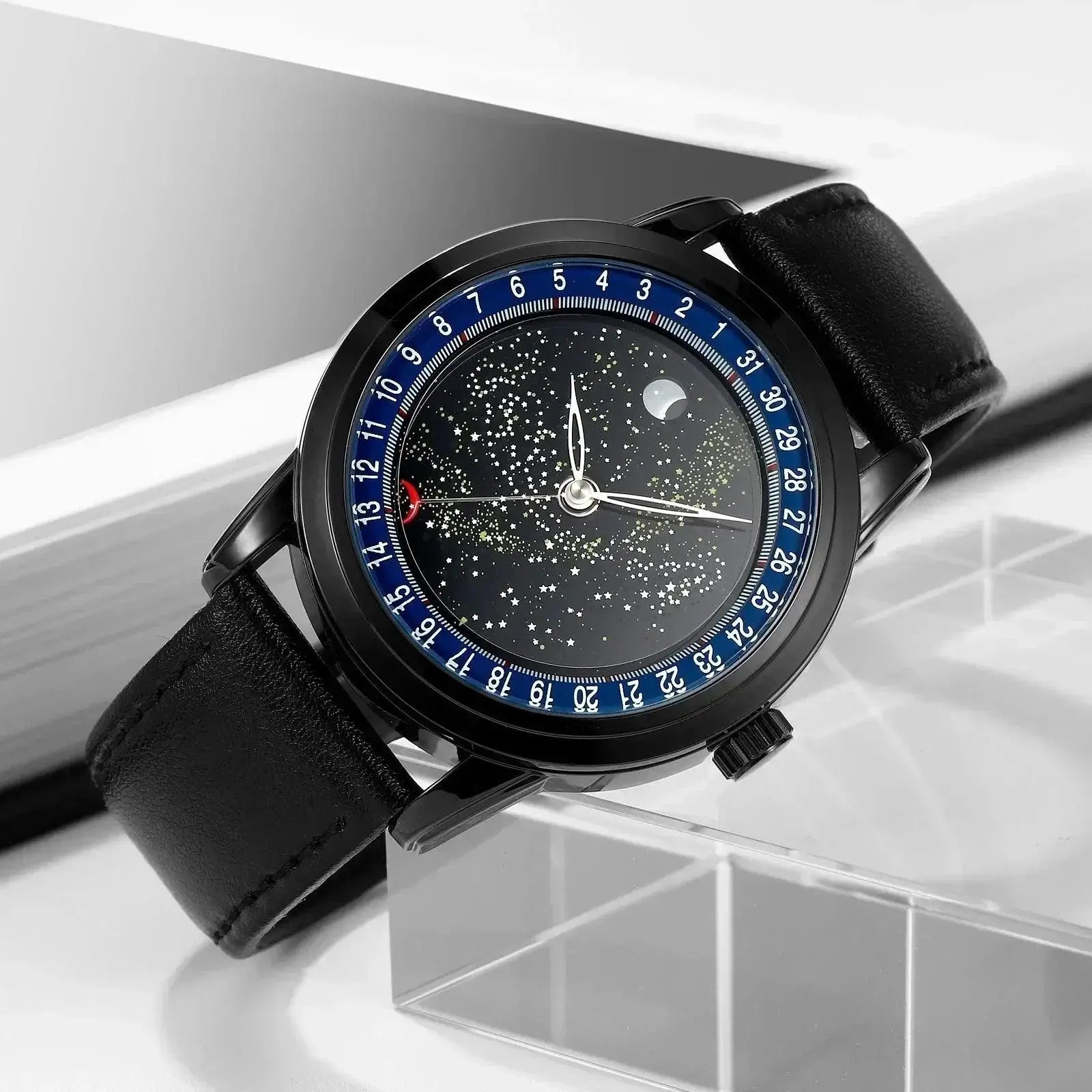 SKMEI Moon Phase Leather Wristwatch Elegant Timepiece Design