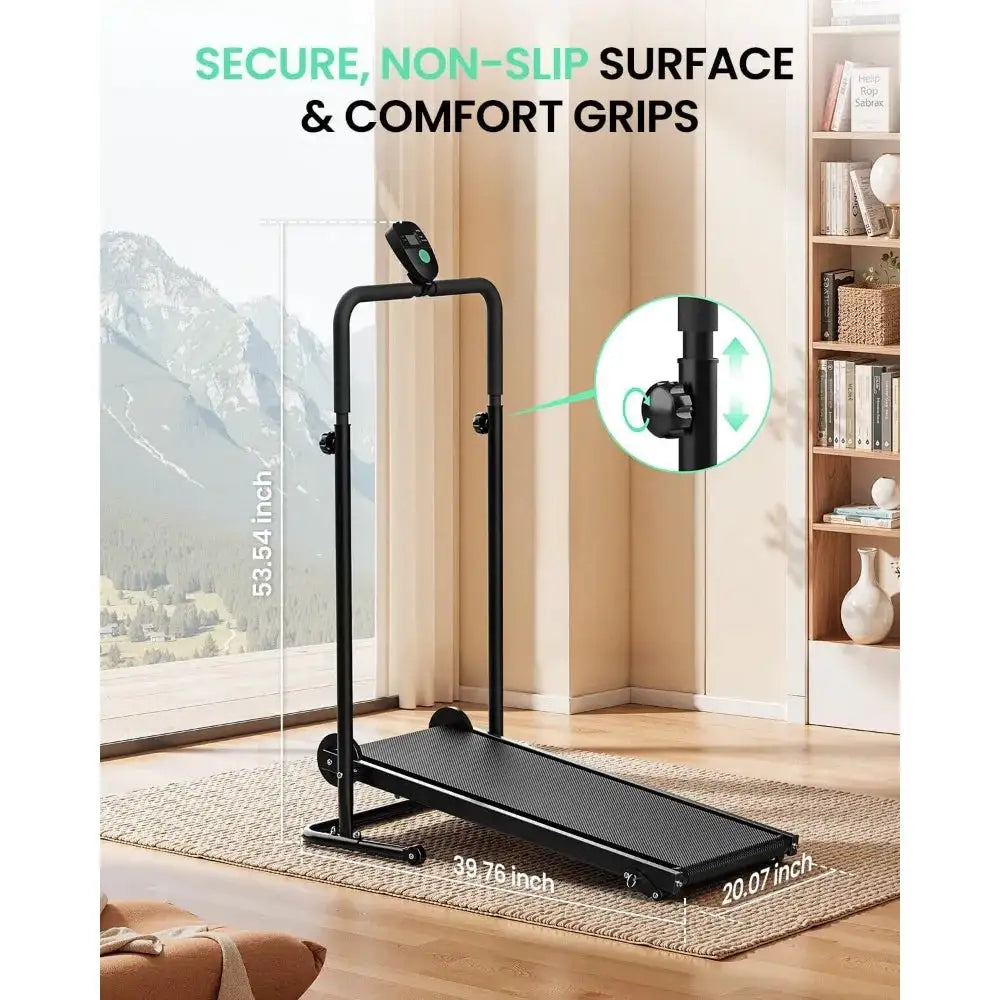 Incline Walking Pad with Dual Flywheel - Foldable Home Treadmill for Quiet Jogging and Walking with LCD Monitor and Soft Grips