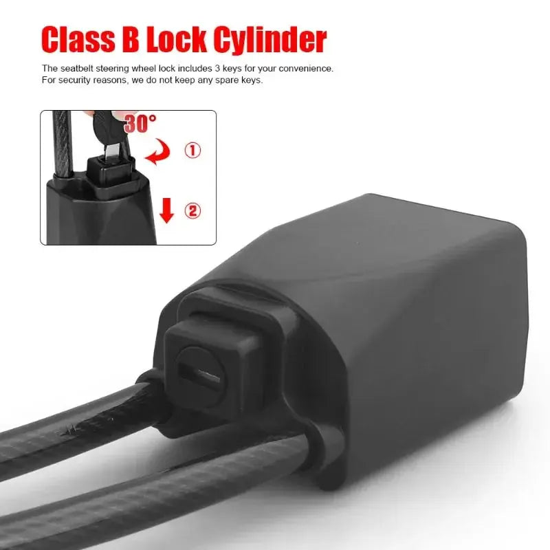 Universal Car Steering Wheel Lock With Seat Belt Socket - OurLum.com
