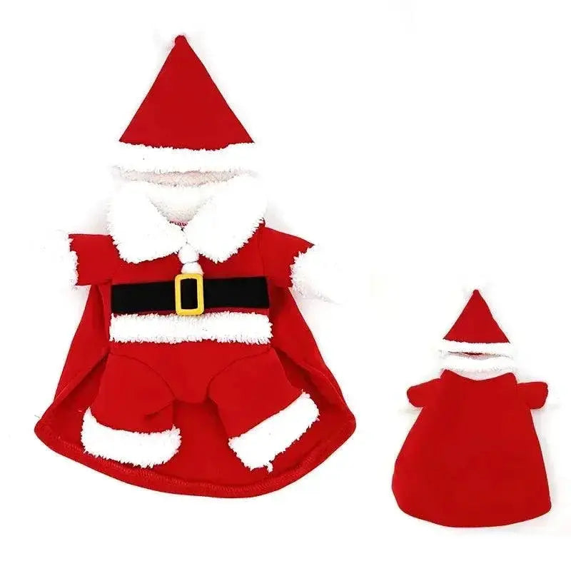 Adorable Santa Costume For Pets Warm Holiday Outfit
