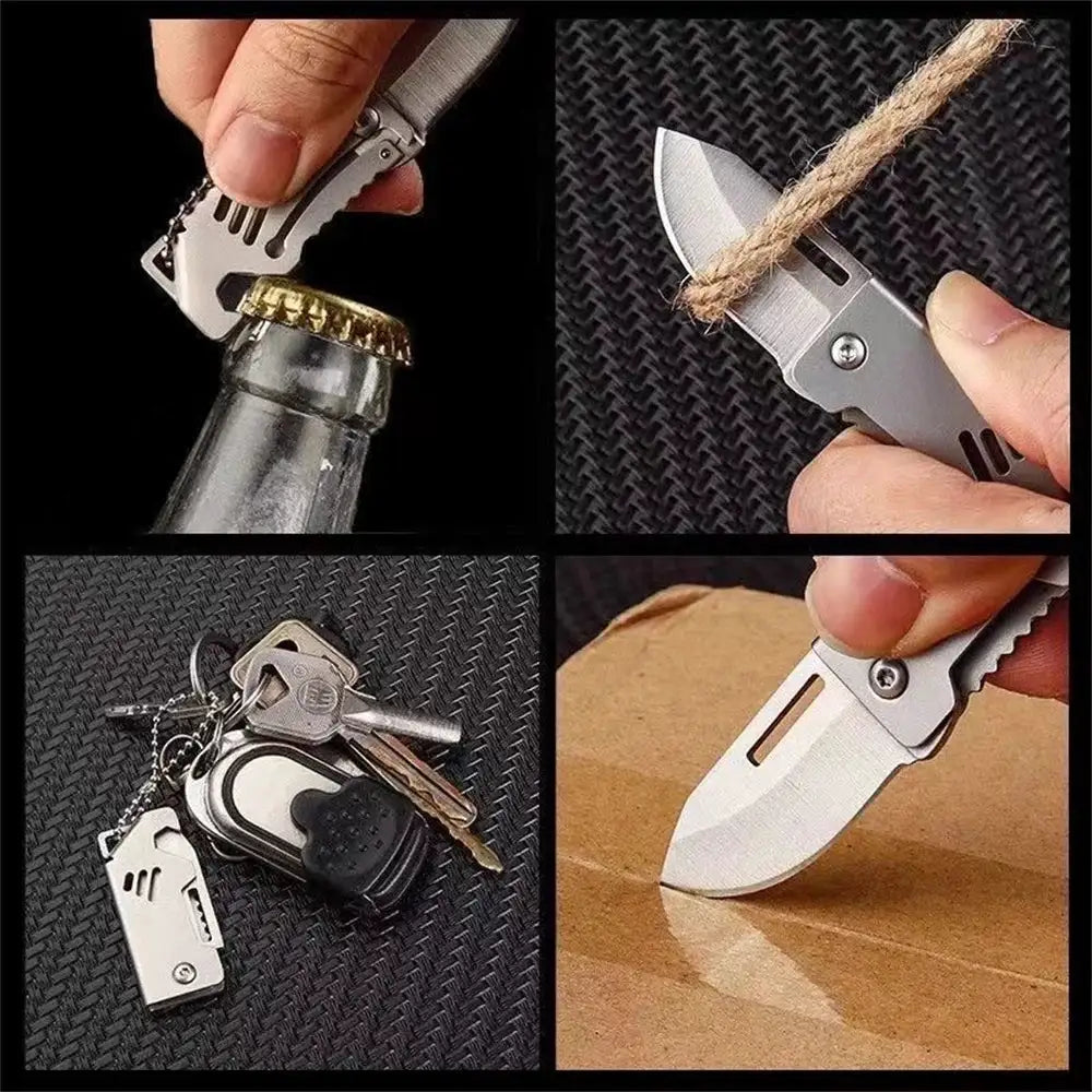 Key Chain Pendant Compact Bottle Opener Pocket Knife Outdoor Folding Knife For Camping Fishing Keyring
