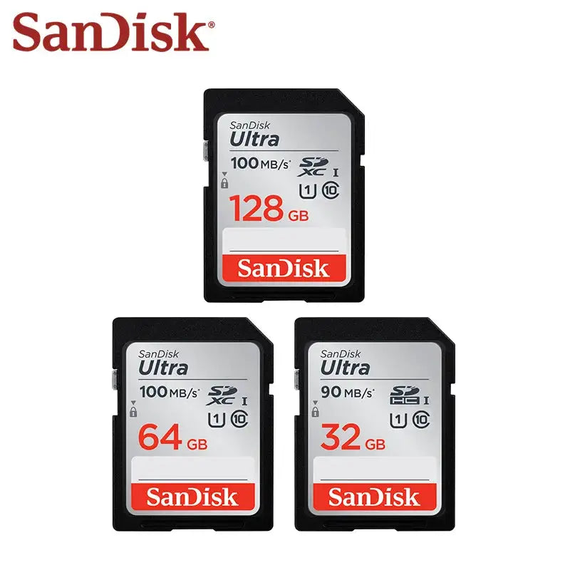 SanDisk Ultra SD Card 32GB 64GB 128GB 256GB SDXC Class 10 U1 Flash SD Memory Card High Speed For SLR Camera Shooting 4K Video