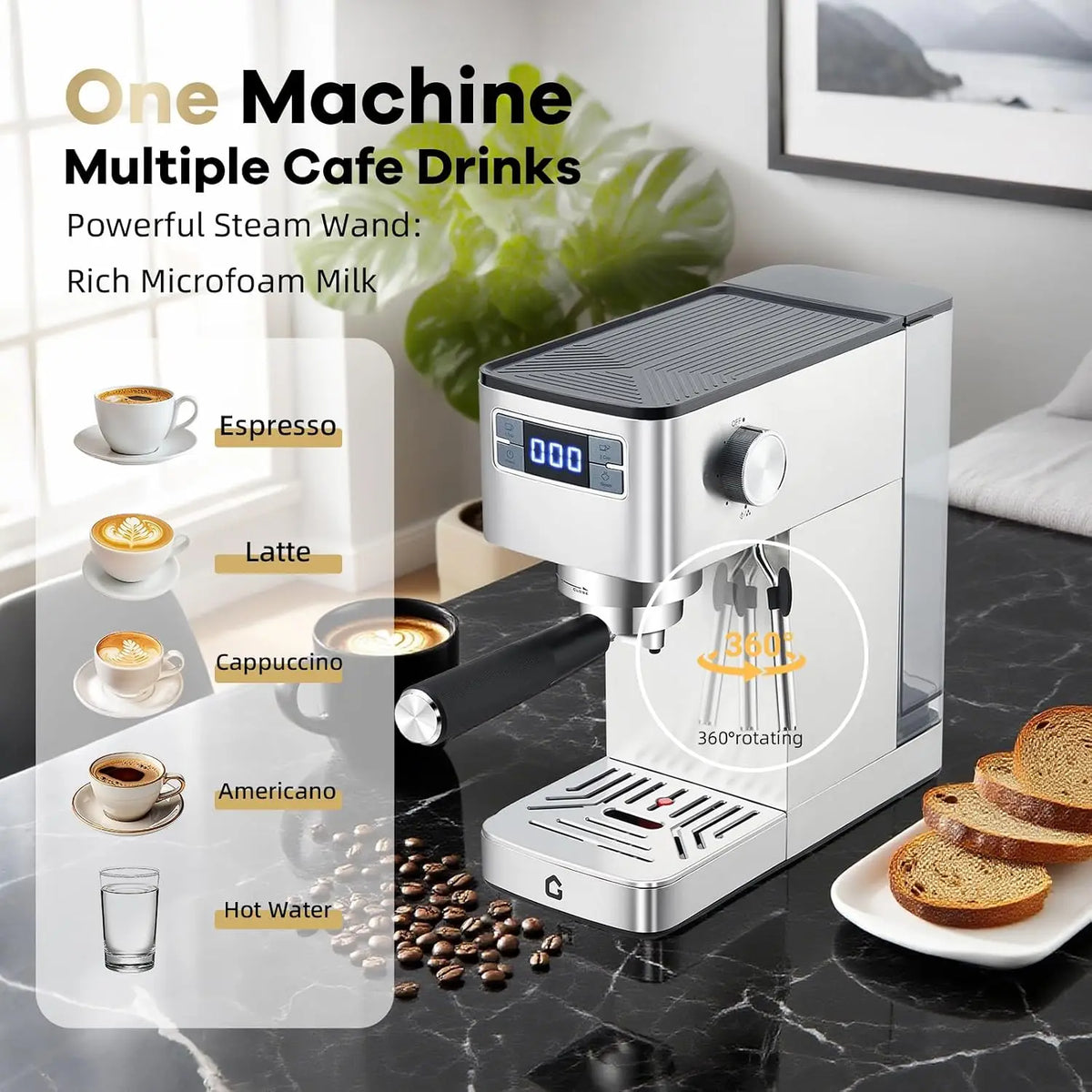 Tacleekii Espresso Machine Coffee Maker with Steam Wand — product view 5