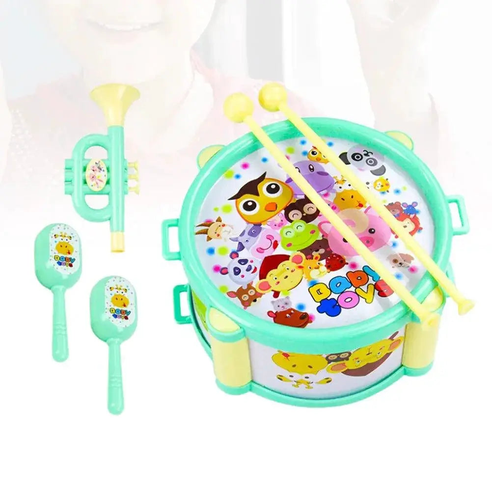 Six Pieces Beat Drums Toy Kids Musical Instruments Set Green