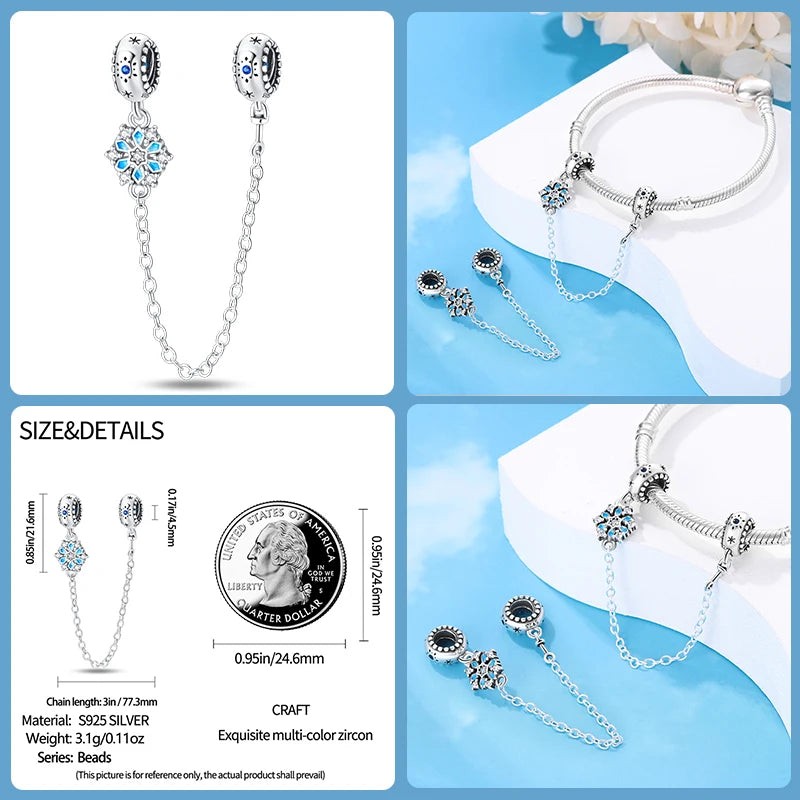 Sterling Silver Winter Snowflake Four Leaf