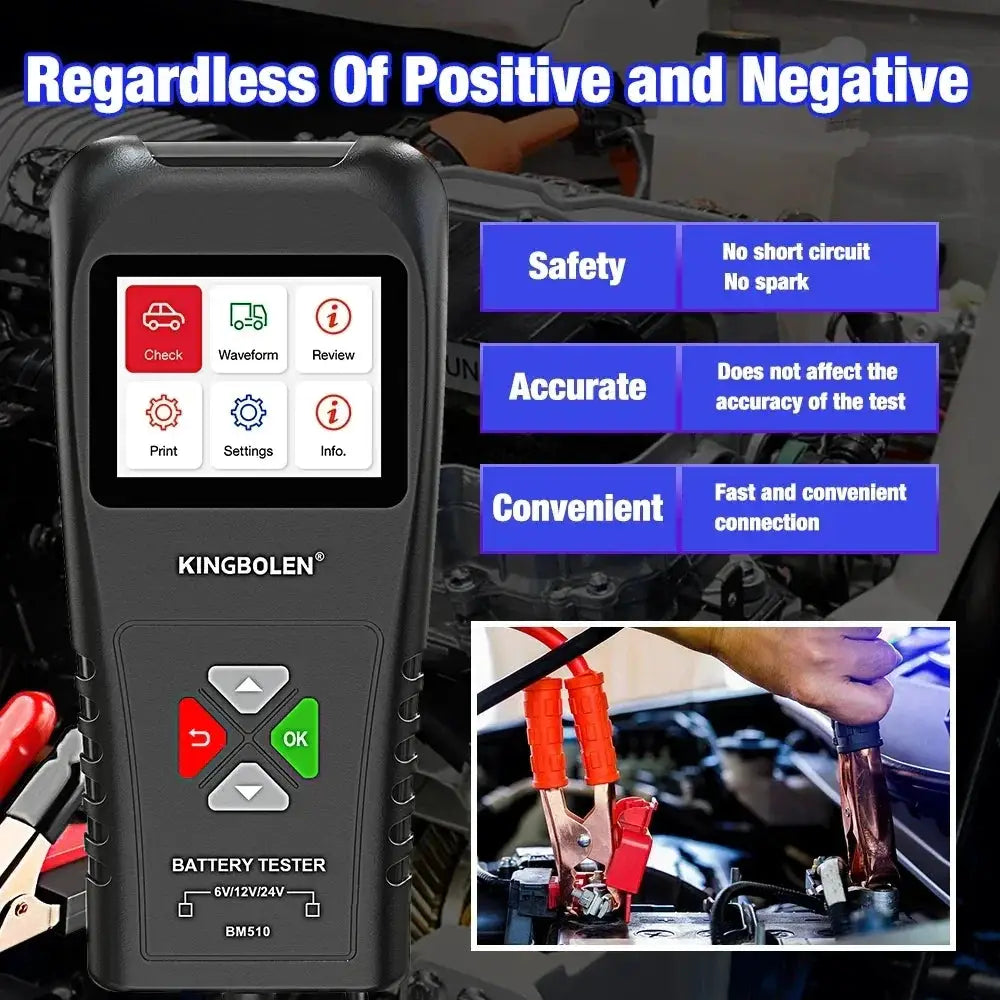 Kingbolen BM510 Car Battery Tester 6V 12V 24V Analyzer