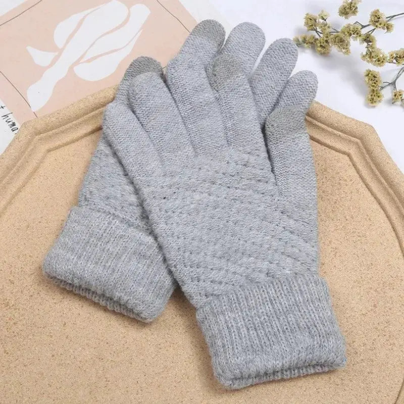 Womens Cashmere Knitted Winter Gloves With Touchscreen