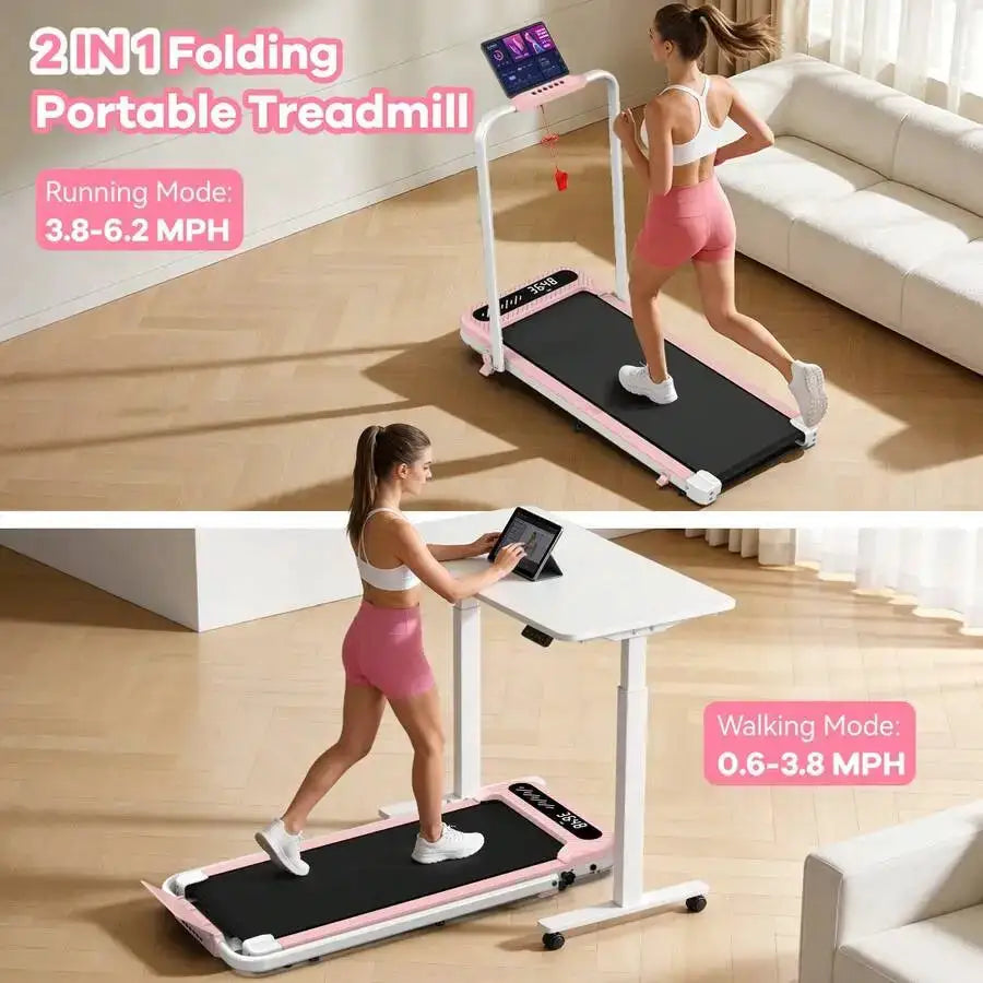 Foldable Treadmill With 10% Incline, Upgrade 3.0 HP Low Noise Walking Pad Treadmill With Handle Bar,LED Display&Wide Running Deck,320 Lbs Capacity,Works With KINOMAP Apps & Mute Remote Control