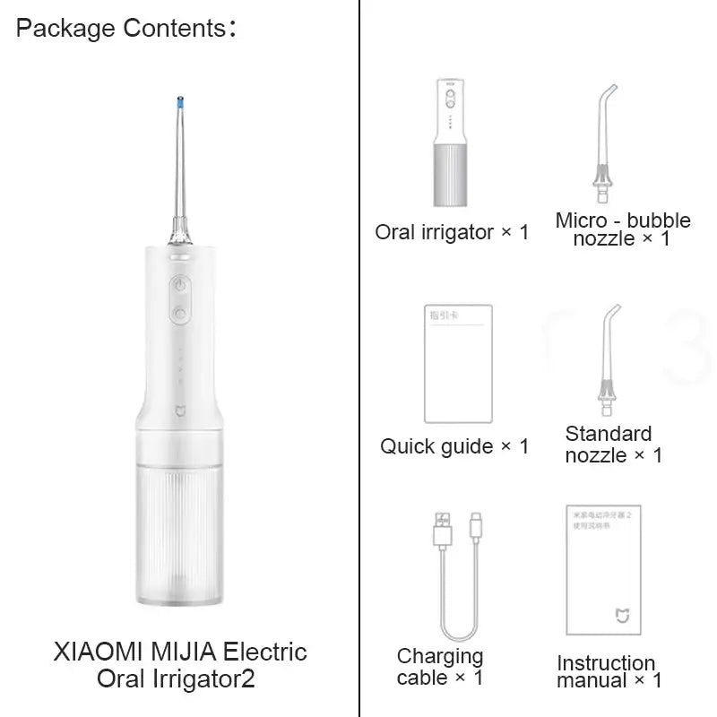 MIJIA Electric Oral Irrigator 2 – Ultrasonic, 3 Modes, 200mL Tank, 2-Min Auto-Off,90-Day Gentle Use,Water Flosser Dental
