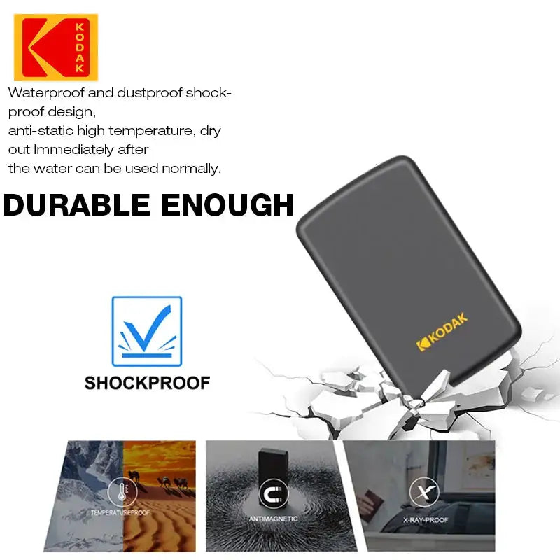 Kodak P150 2.5-inch Portable External Hard Drive 1TB/500GB Read up to 450mb/s High-Speed Storage for Laptop Desktop PS4 PS5