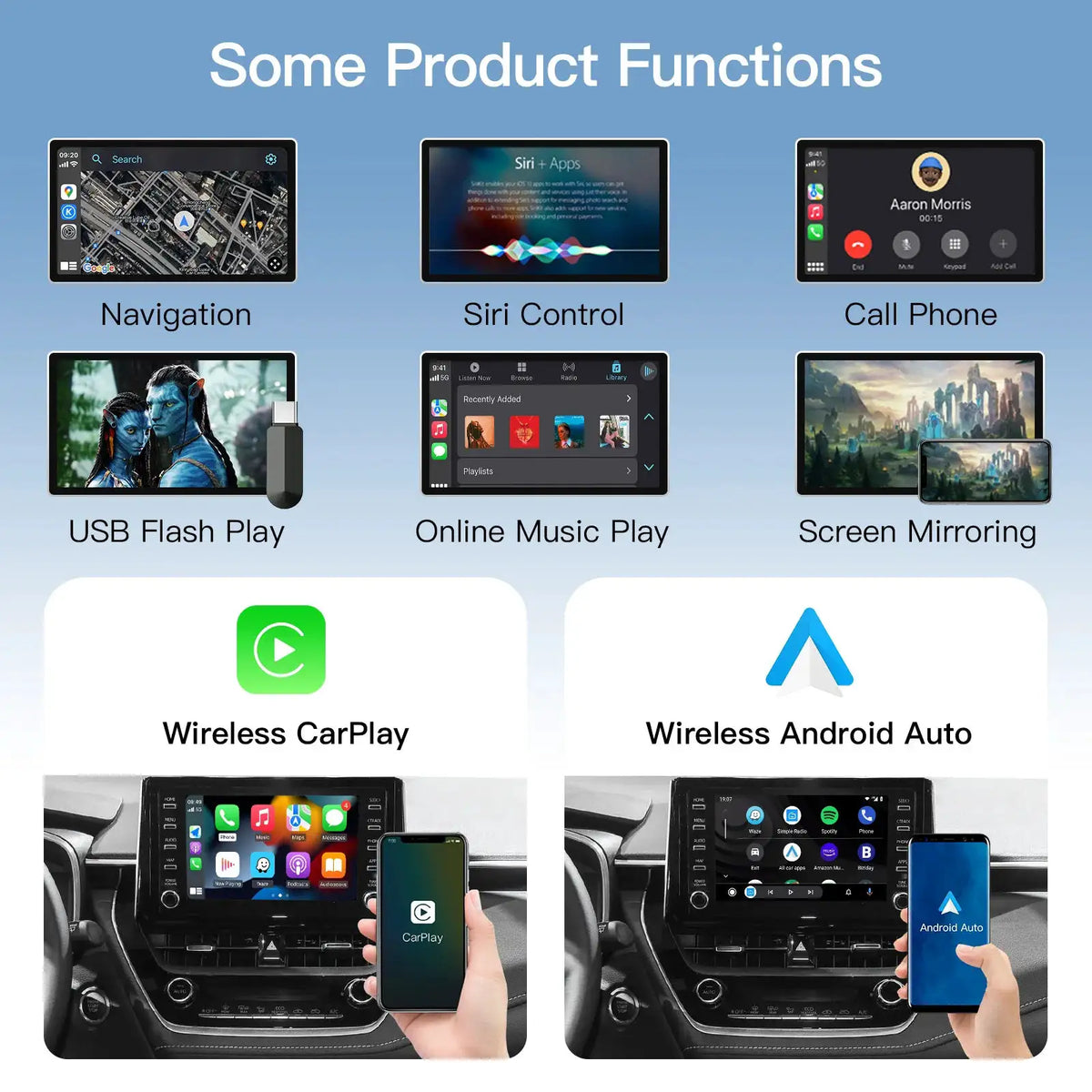Wireless Carplay Android Auto For TOYOTA Auris Yaris Avensis RAV4 Prius C-HR Corolla Camry Decoder Box, Airplay Mirror Cast,