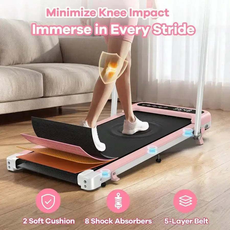 Foldable Treadmill With 10% Incline, Upgrade 3.0 HP Low Noise Walking Pad Treadmill With Handle Bar,LED Display&Wide Running Deck,320 Lbs Capacity,Works With KINOMAP Apps & Mute Remote Control