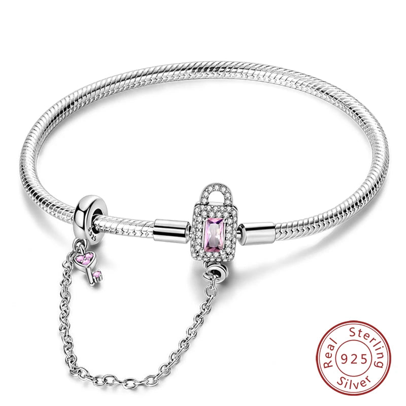 Sterling Silver Snake Chain Heart-shaped