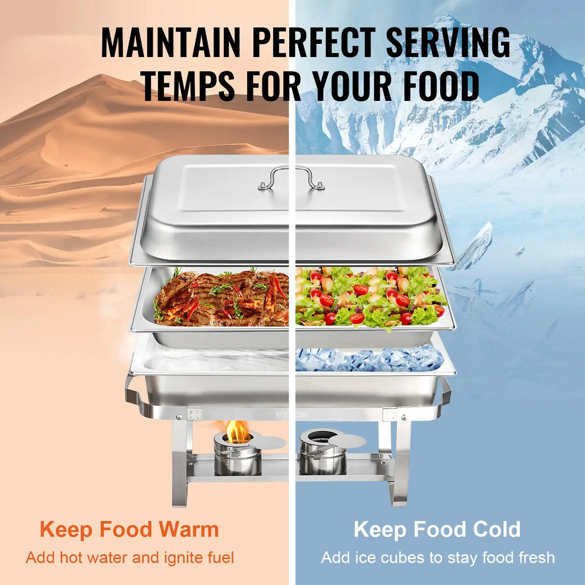 SucceBuy Rectangle Chafing Dish Packs W/ Full Size Pans Buffet — product view 5