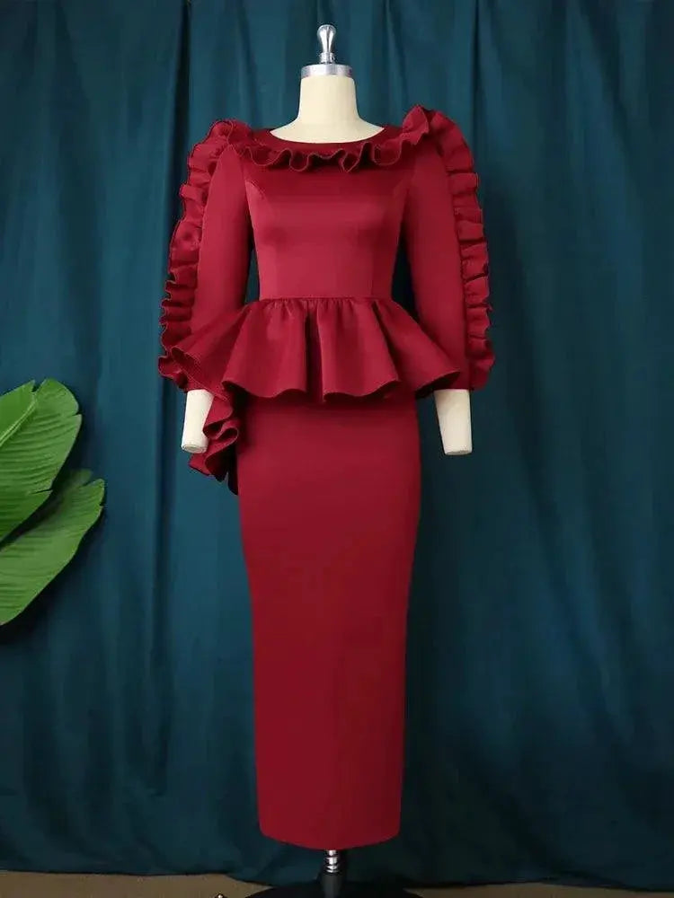 Chic African Ruffled Maxi Dress for Special Events