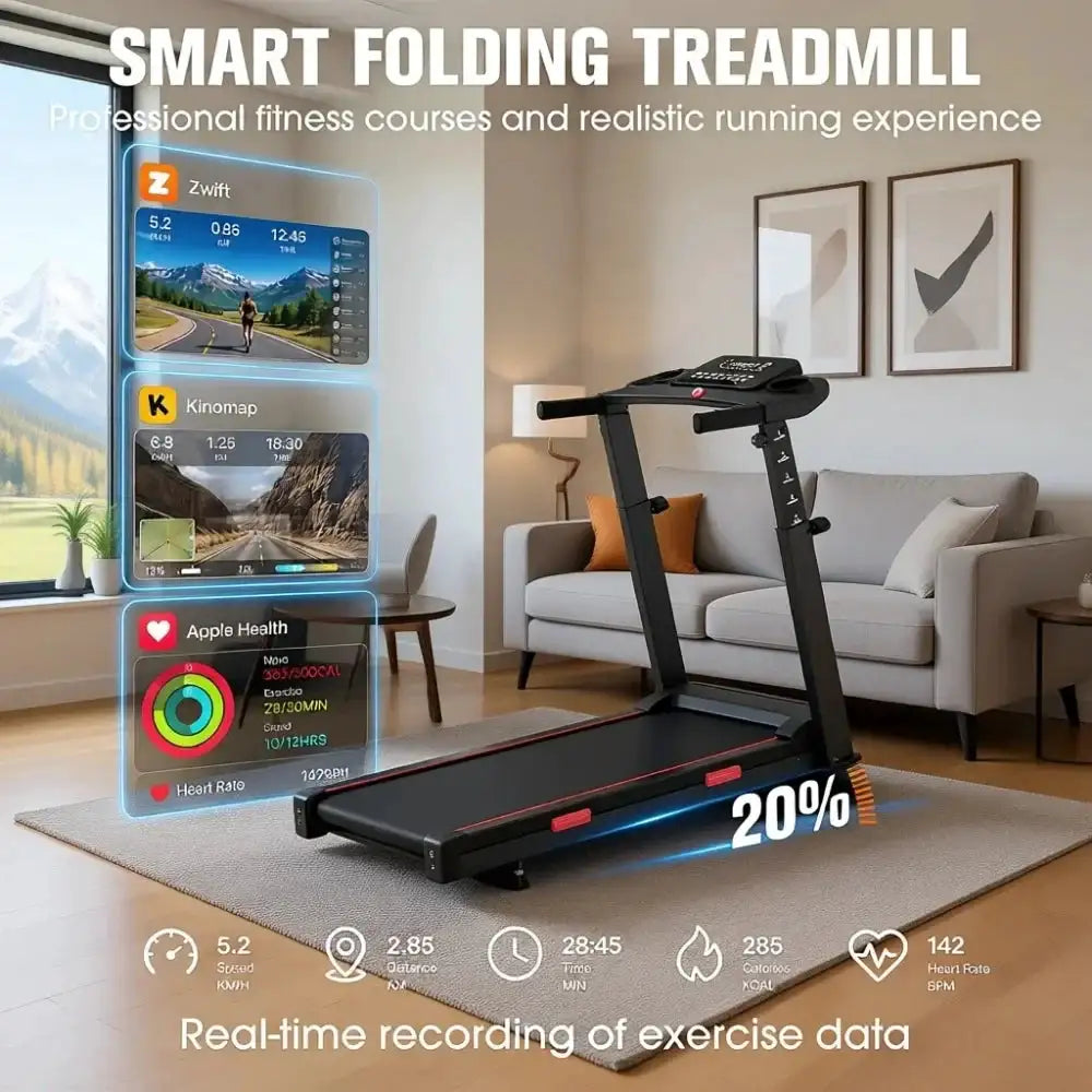 Foldable 8.7MPH Treadmills for Home Walking Pad with Heart Rate Monitor, 450 lbs Capacity