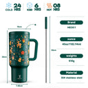 Meoky 40oz Tumbler Handle Straw Stainless Steel Cup Gift