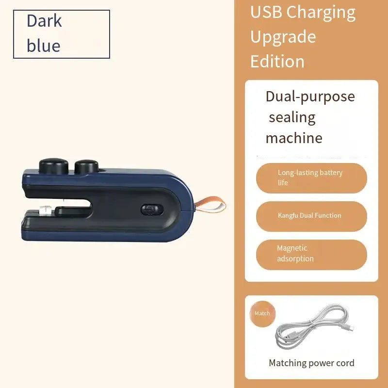 Mini Sealing Machine USB Rechargable Heat Sealer Storage Bag Plastic Package Food Sealer Clip Bag Handheld Food Heat Sealer