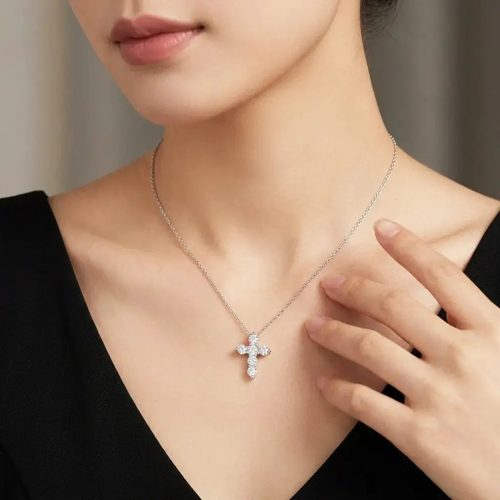 Sterling Silver Silver Cross Moissanite Pendant — product image 4