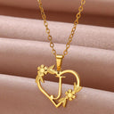Golden Floral Heart Choker Necklace - Alphabet Jewelry